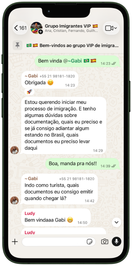 Comunidade ativa no WhatsApp
